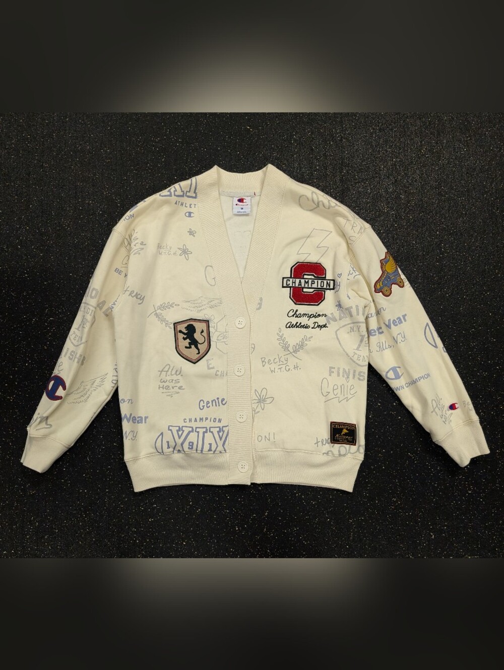 Champion women's varsity cardigan Limited edition Medium patches